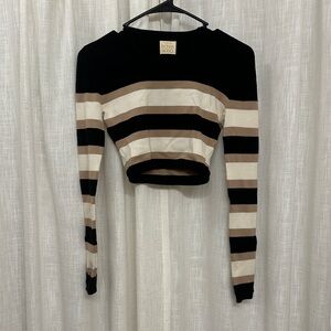 Ronny Kobo Stripped Crop Top Longsleeved